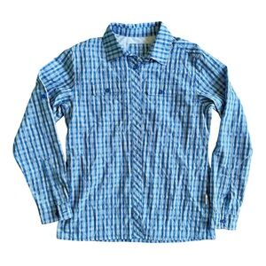 Cabela's No Fly Zone Insect Defense Blue Plaid Shirt - Large